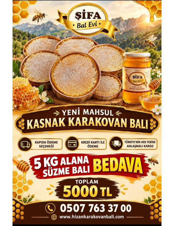5 KG KASNAK KARAKOVAN BALI ALANA SÜZME ÇİÇEK BALI BEDAVA 