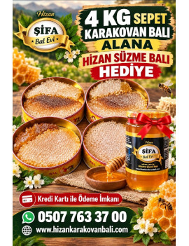 4 kg Sepet Karakovan Balı Alana Karakovan süzme balı Hediye 