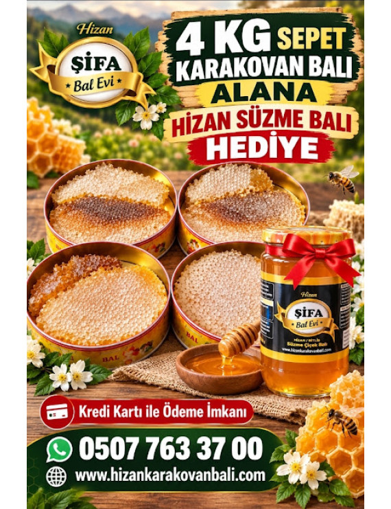 4 kg Sepet Karakovan Balı Alana Karakovan süzme balı Hediye 