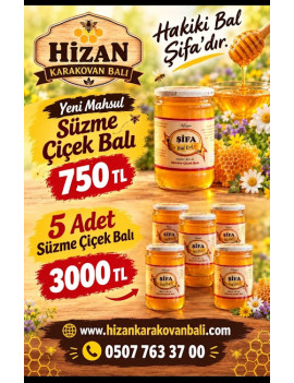 YENİ MAHSUL SÜZME ÇİÇEK BALI 5 KAVANOZ